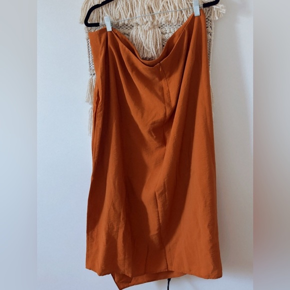 NEW Vince Asymmetric Cascade Drape Midi Skirt in Dark Ginger Rust Plus Size 20 - Picture 4 of 6